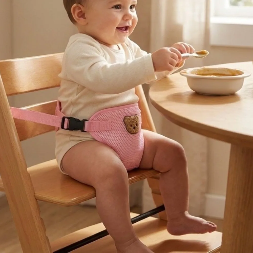 Soft Fabric Baby High Chair Safety Strap Skin-friendly Adjustable Dining Chair Seat Belt Frees Up Mom's Hands Breathable Mesh