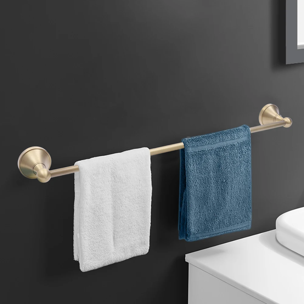 

Towel Rail Holder Brushed Brass Bathroom Towel Bar Rack Hanger Wall Mounted Rod