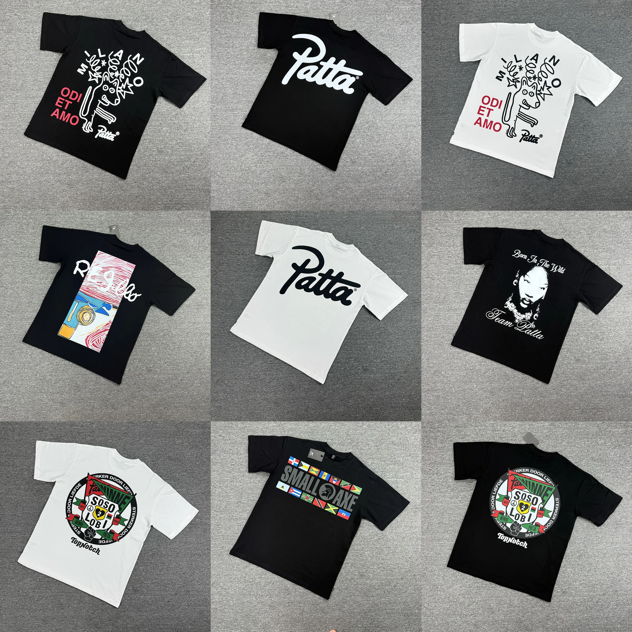 

Good Quality PATTA T Shirt Fashion Women Men Summer Style Vintage Classic Style Black White Tee