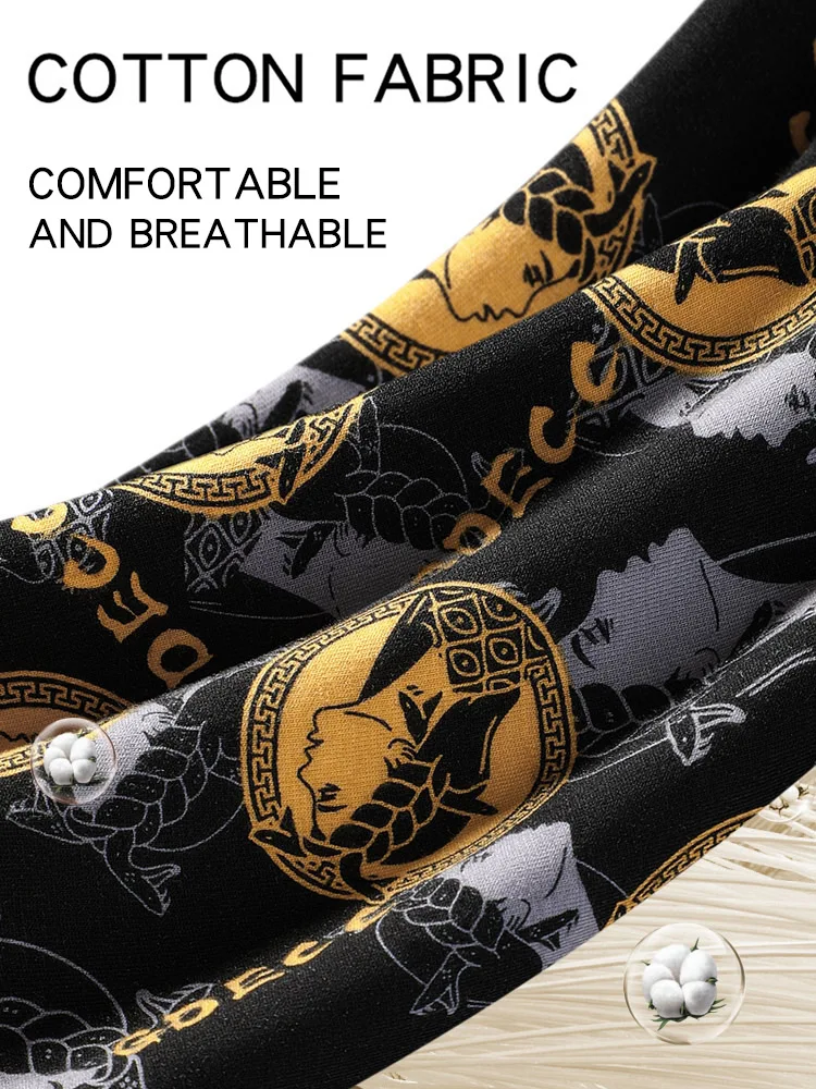 5pcs of luxurious gold chain letter print, pure cotton soft, skin friendly, comfortable and breathable men\'s flat underwear