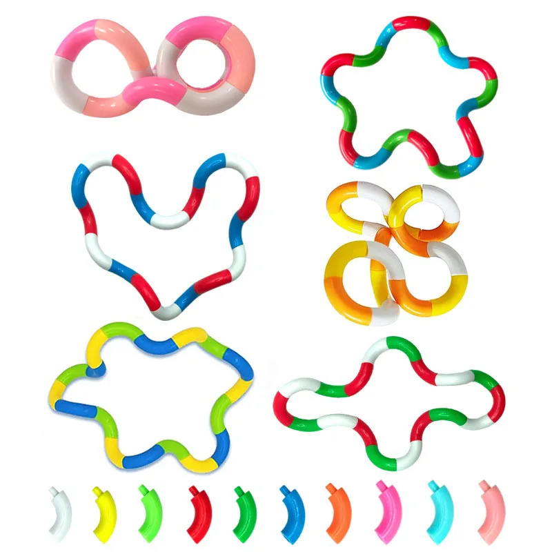 Rope Twist Fidget Multicolored Rainbow Circle ADHD Anxiety Reliever Relax Sensory Toys For Autism Focus Kids Adults Novelty Gift