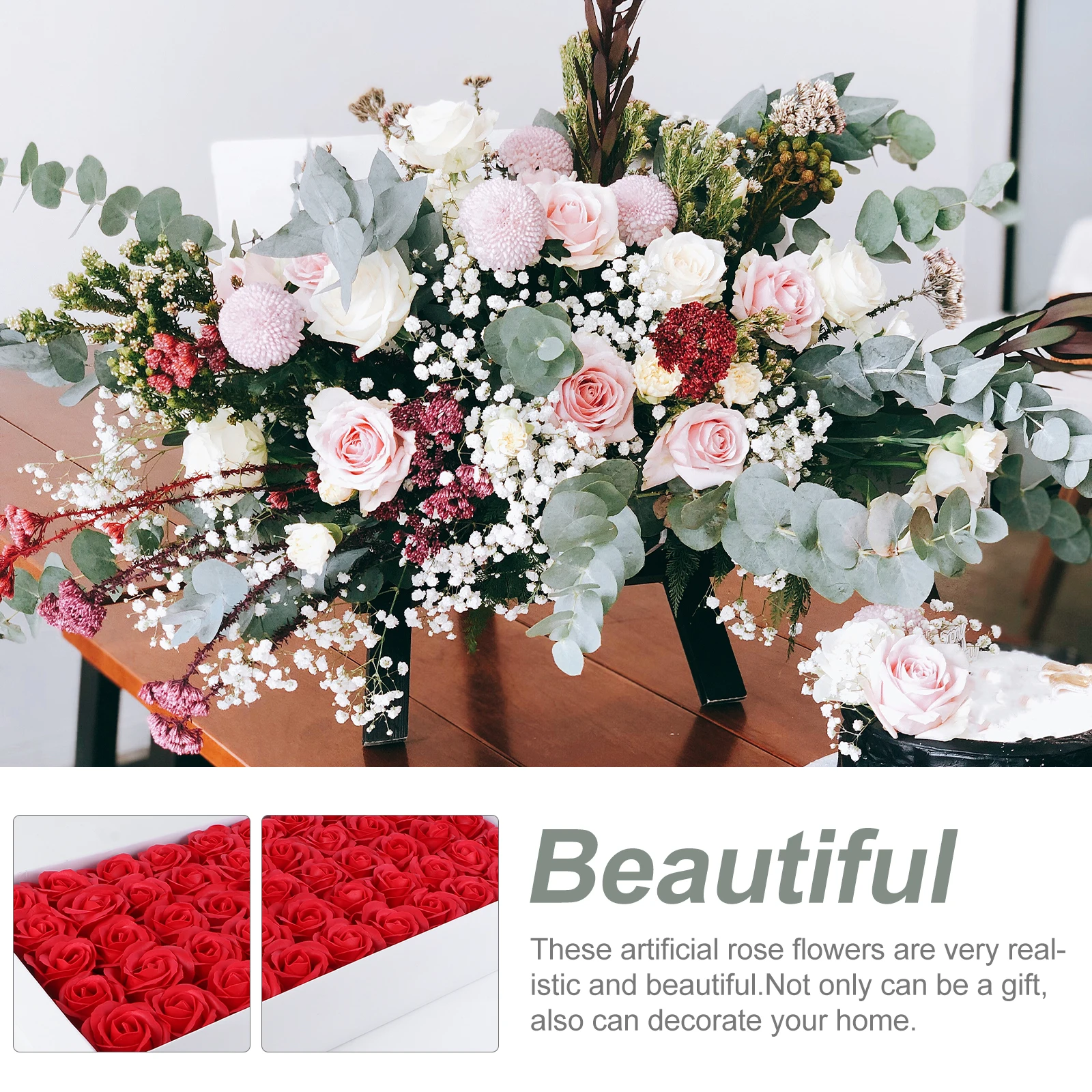 

50 Pcs Body Wash Bouquet of Rose Soap Wedding Decor Corn Starch Home Decoration