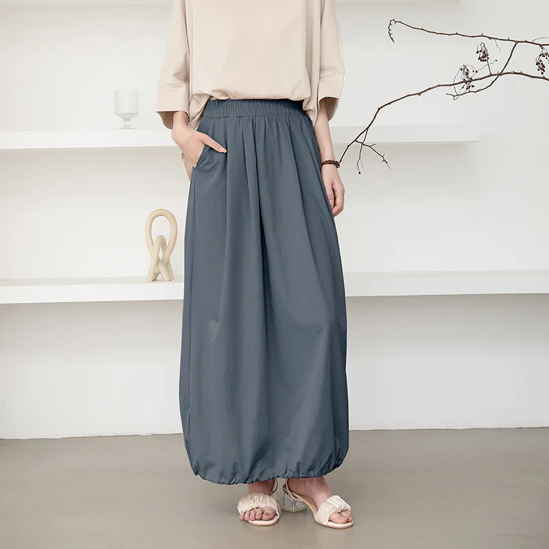 Lotte Elastische Hohe Taille Bodycon Puff Rock Sommer Mode Neue Halb Rock Einfarbig Mid-länge A-linie Rock