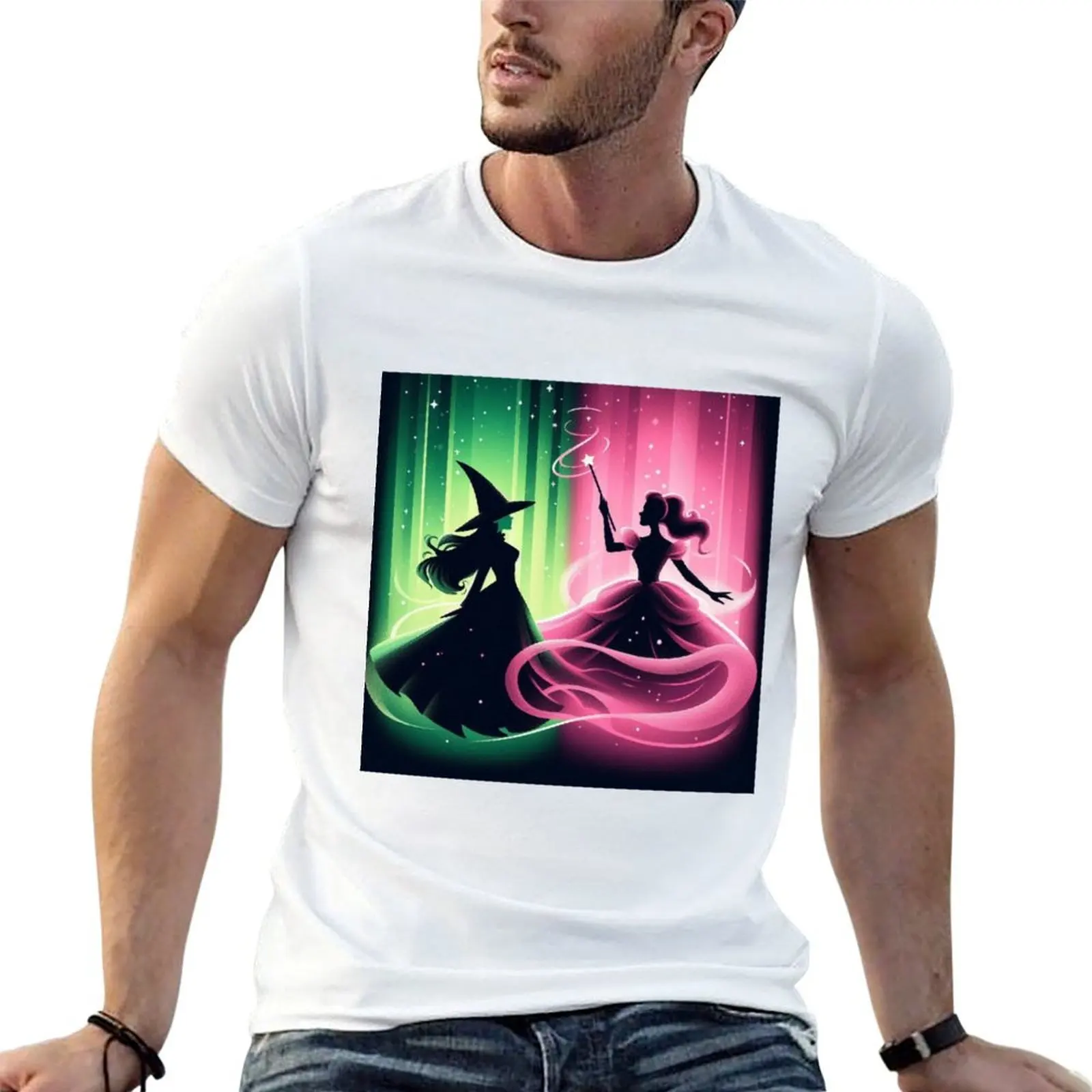 تحديد الفخامة والقميص والجليندا قمصان موسيقية تي شيرت شريرة تي رجل الجاذبية Elphaba حزمة بيضاء #1