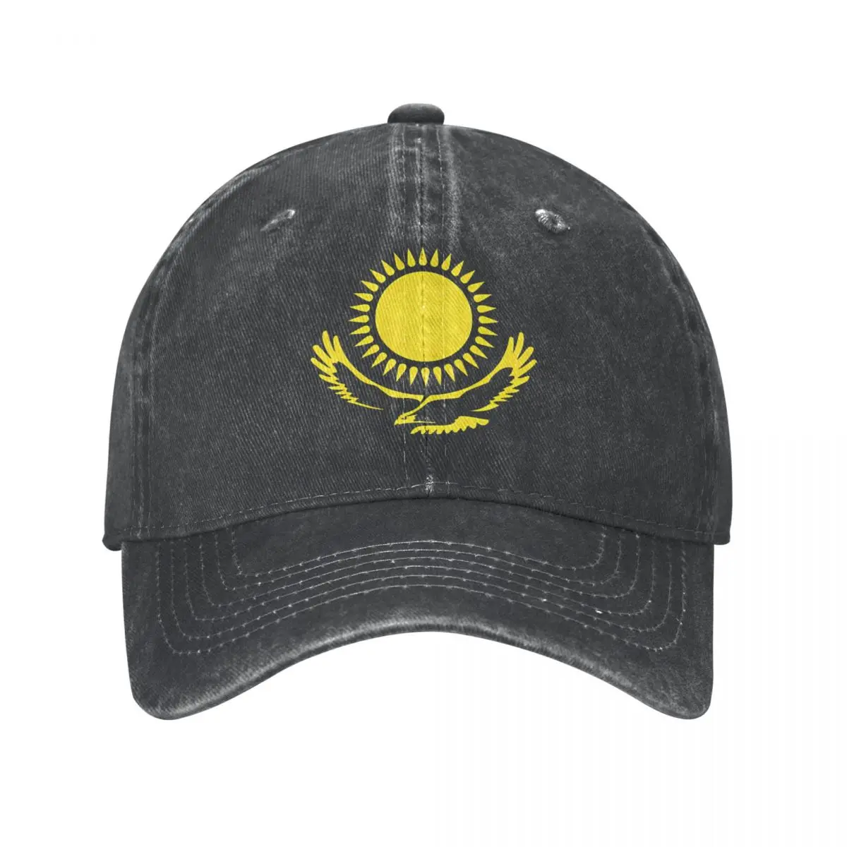 Kazakhstan Flags Denim Baseball Cap Yellow Sun Men Adult Custom DIY Trucker Hat Fashion Running Hippie Dropshipping Baseball Cap