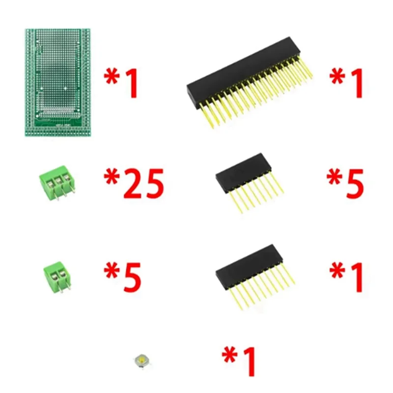 Compatível com MEGA2560 Kit de placa de proteção de bloco de terminais de parafuso de protótipo PCB de dupla face para Arduino Mega 2560 R3-[A04I]