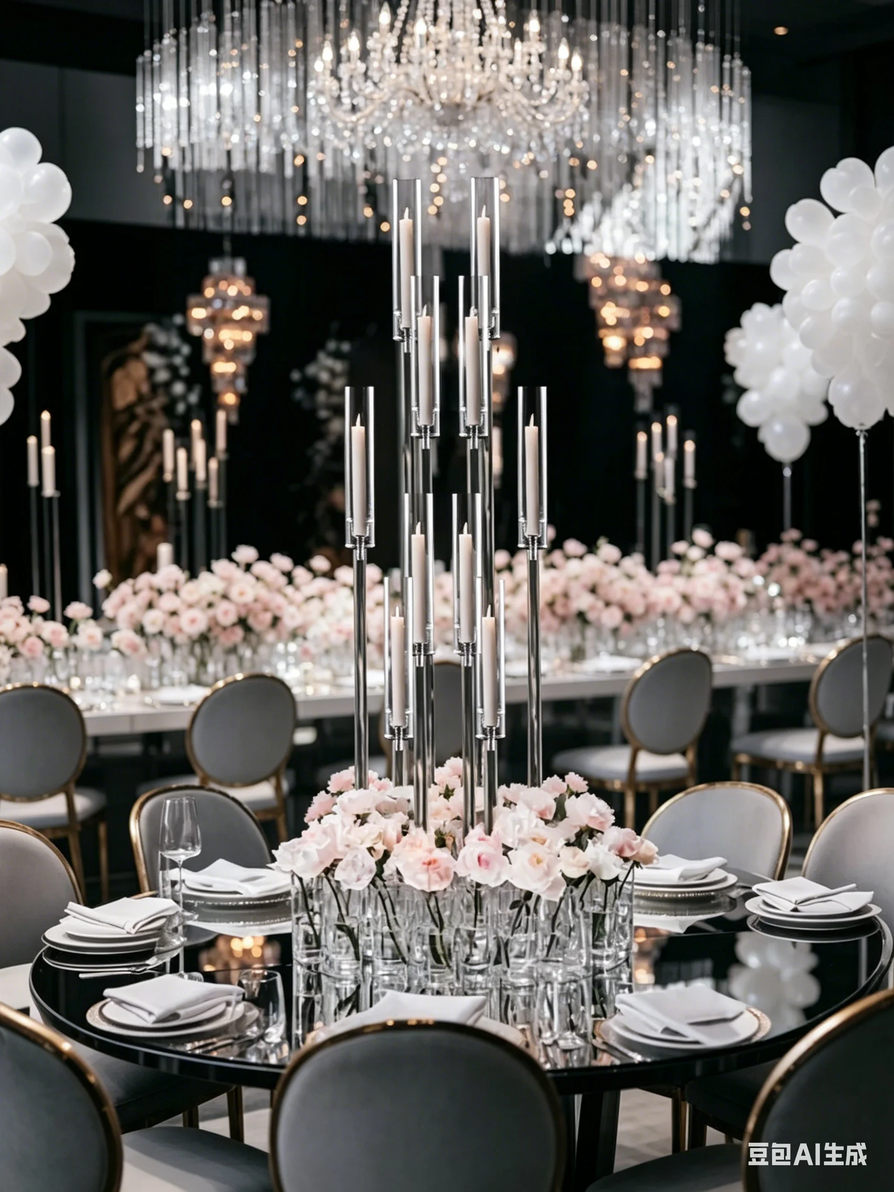 10Pcs Acrylic Floor Candelabra 10 Arm Candelabra Centerpiece for Wedding Clear Candle Centerpieces with AcrylicTaper Candlestick