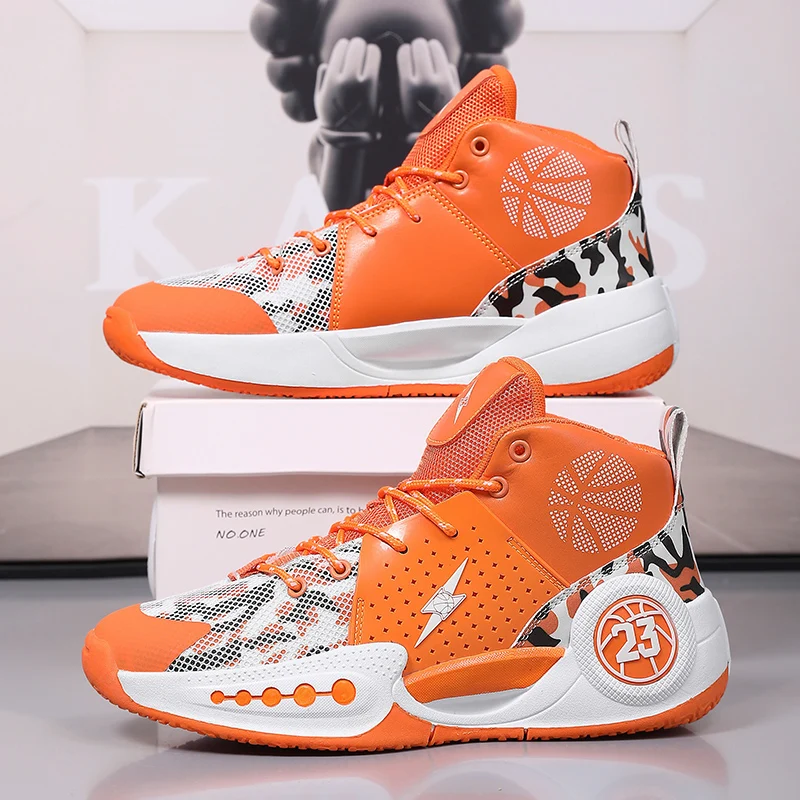 

A pair of children's four-season mesh high-top basketball shoes, wear-resistant basketball shoes, sizes 36-46，YX-8810