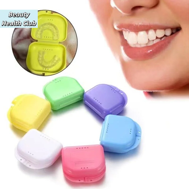 【1Pcs Colorful Dental Braces Retainer Case Denture Tray Box Vent Holes Mouth Guard Aligner Braces Denture Box】