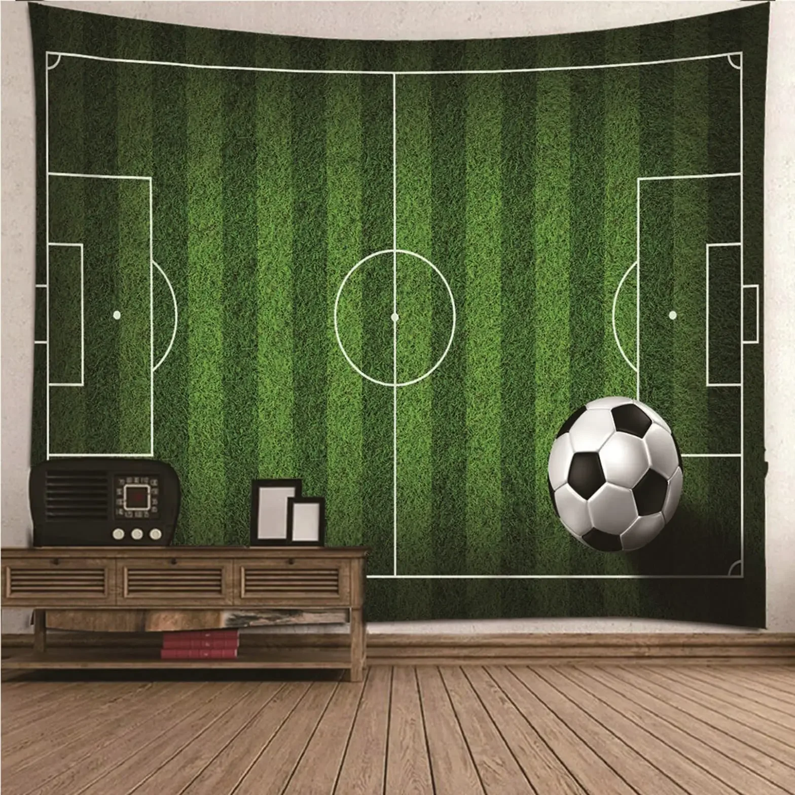 Football Field Scenery Tapestry Green Grass Field Soccer Playground Wall Hanging Sports Tapestries Bedroom Wall Blanket Cloth