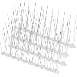 12Pcs Pigeon Spikes Stainless Steel Bird Repeller Set Deterrent Anti Bird Pigeon Squirrel Cats Repellent for Garden Fence Roof