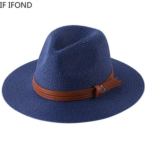 Panama natürlicher Strohhut für Männer und Frauen, Strandsonne, breit Faba, UV -Schutz, Fedora -Hut, Sommer, Weich, Panama, 56, 58, 59, 60 cm 12 Hauptverkauf Luminaria natürlicher Stroh - №6