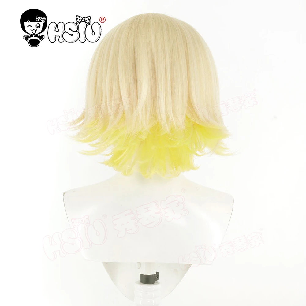 Eli شعر مستعار تأثيري HSIU 30 سنتيمتر البيج مزيج شقراء الشعر القصير مقاومة للحرارة الباروكات + غطاء شعر مستعار لعبة NIKKE آلهة النصر إيلي تأثيري