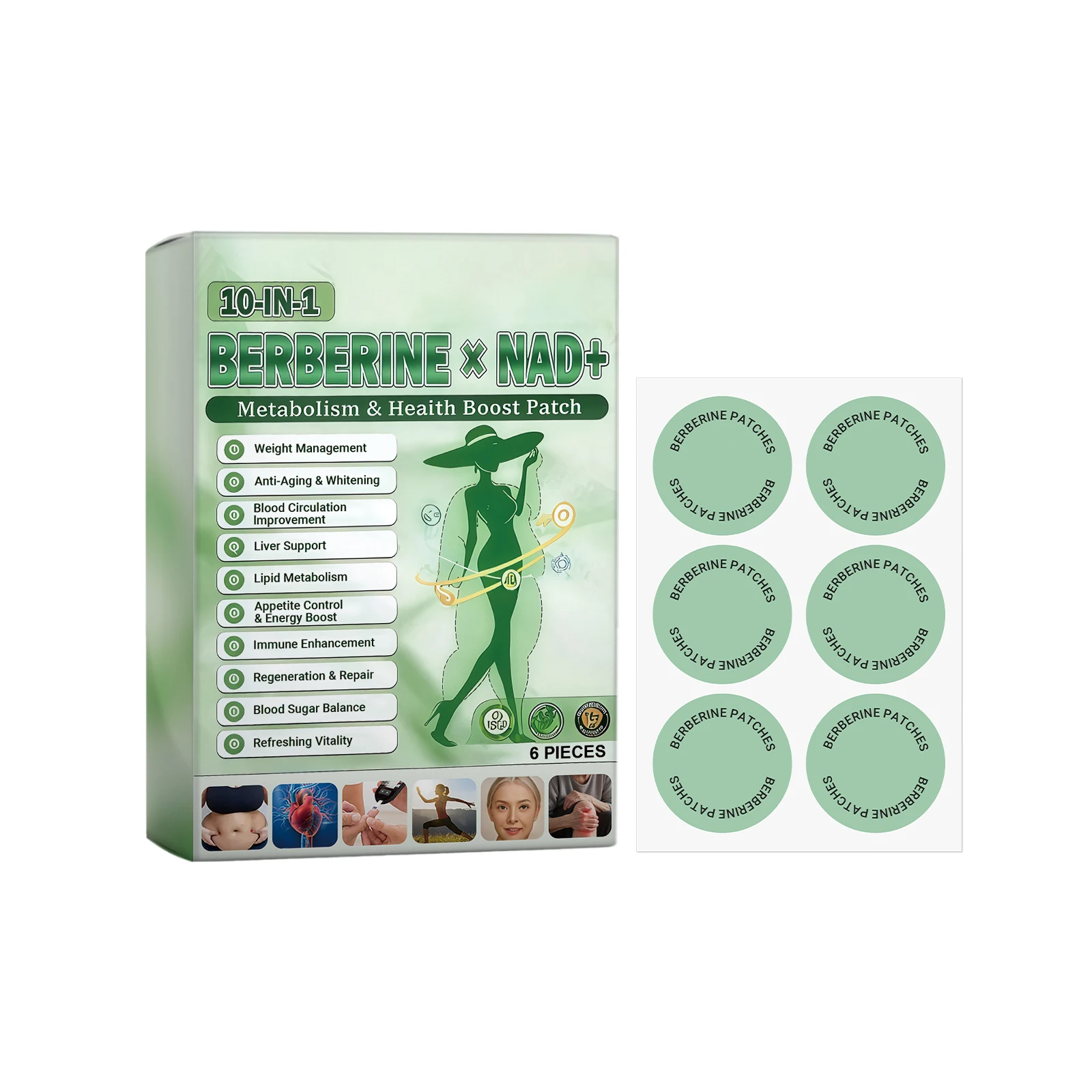Efficient Weight Loss Berberine X Nad+ Weight Management Assistance Patch Easy To Use Body Weight Loss Sticker Body Care Patch