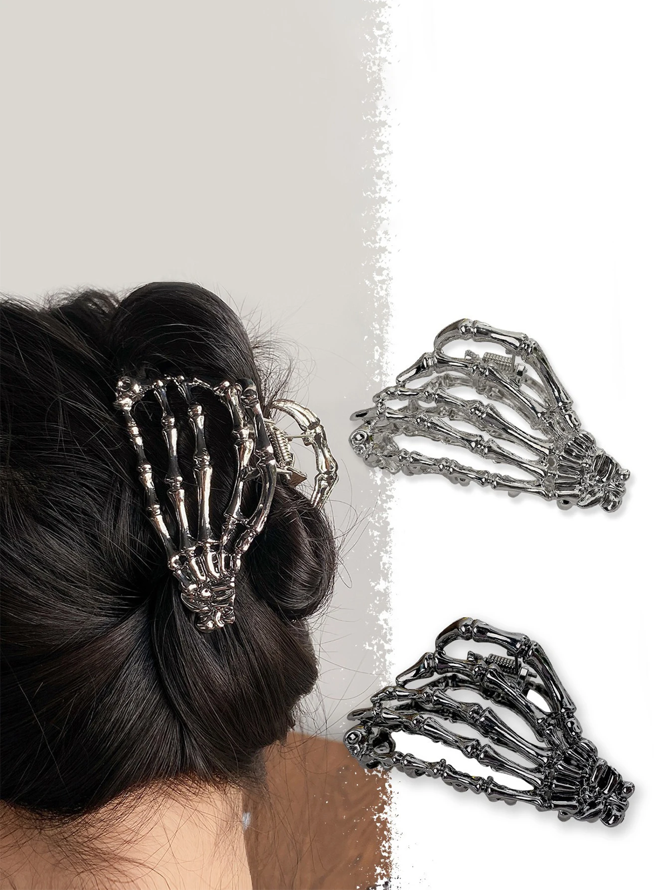 1pcs Halloween Skull Hand Shaped Hair Grab Clip Hair Bun Maker Trendy Hair Styling Accessories For girl And daily use Wear