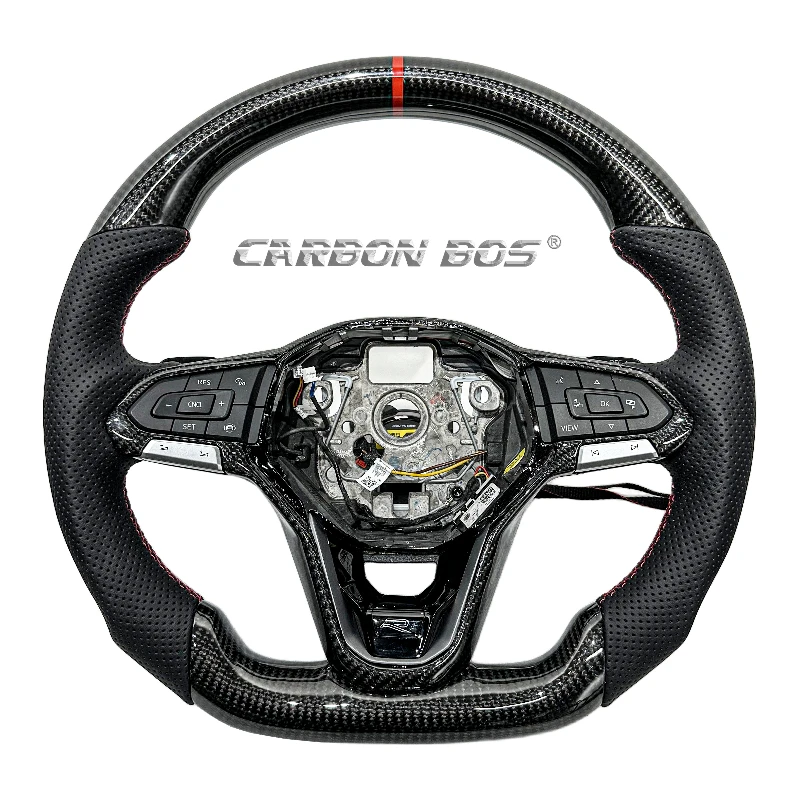 

Для Volkswagen VW Golf 8 GTI R Line MK8 MK8.5 Рулевое колесо из углеродного волокна по индивидуальному заказу черного цвета с перфорированной кожей для VW MK8