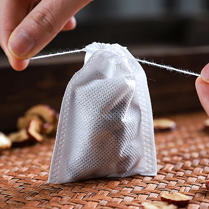 100Pcs Disposable Tea Bags Fill Tea Nylon Food Soup Spice Bag Fabric Tea Infuser Strainer Mesh Filters Empty Teabags