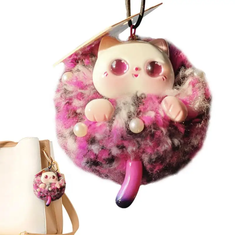 Cute Doll Keychain Soft Ball Doll Keychain Creative Mini Plush Toy Comfortable Ball Bag Ornament For Girls Backpack Accessory