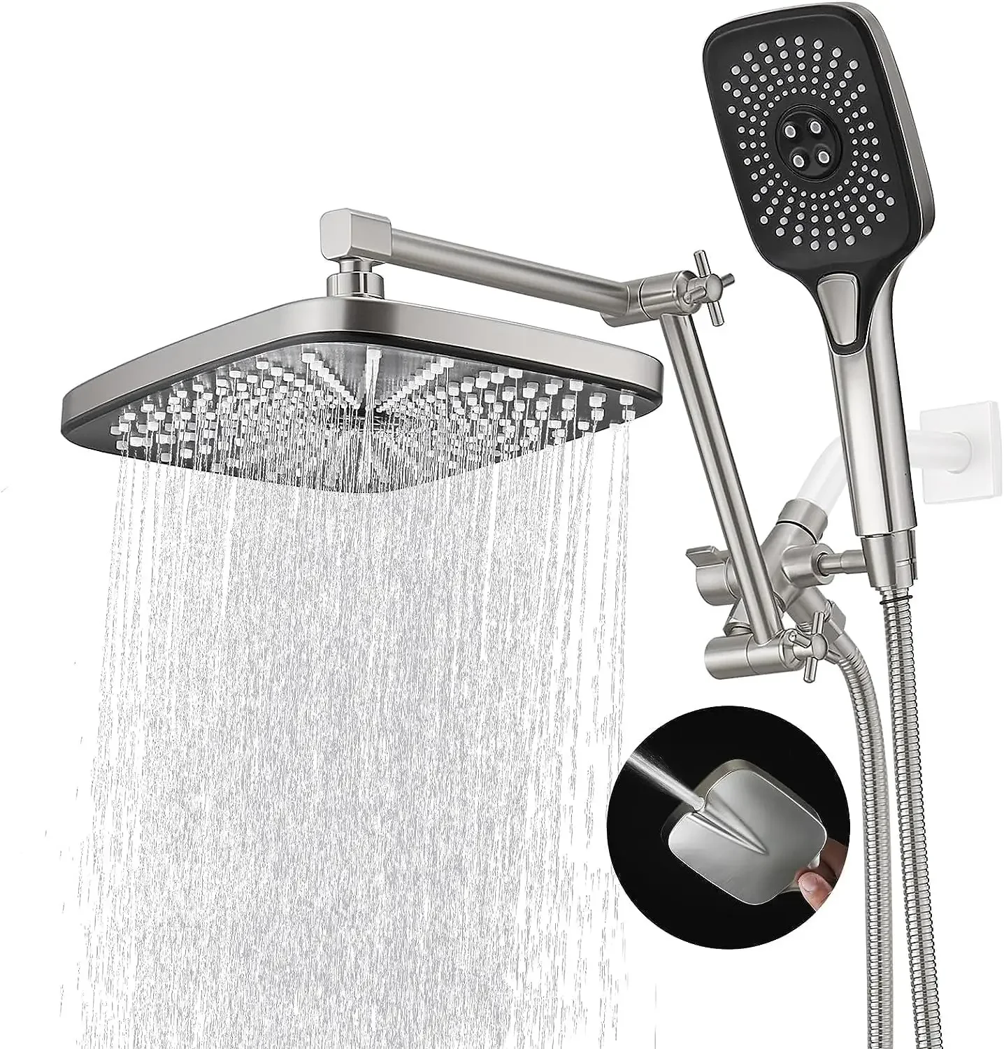 

12 Inch Shower Head With Handheld, High-Pressure Rain/Rainfall Shower Heads With 3+1 Settings Handheld Spray, Including 3-Way Di