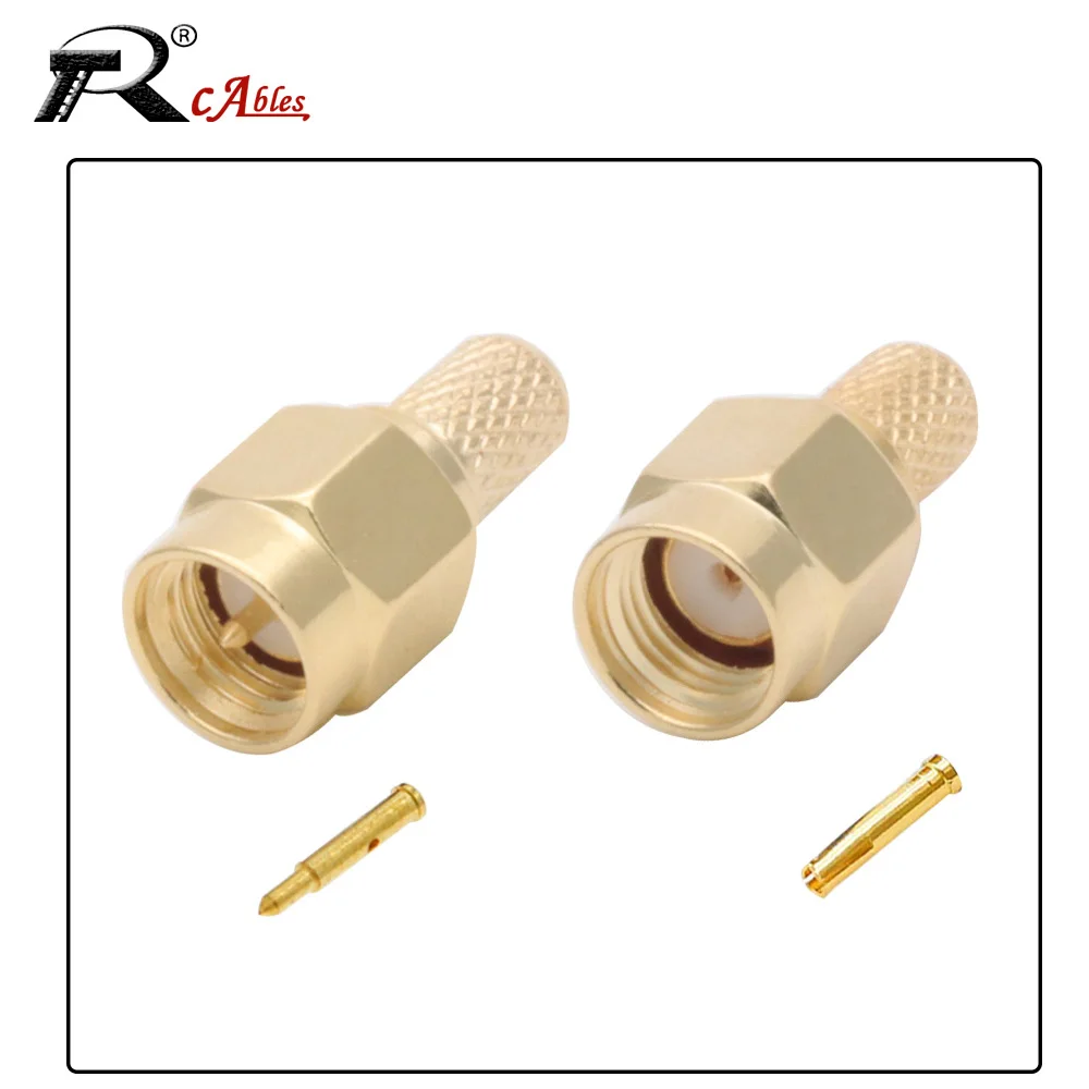 2PCS RF Coaxila Connector RP SMA Male  plug Crimp For RG58 Cable 50ohm RF Coaxial  Adapter