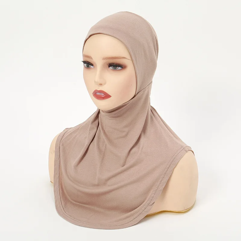 Solid Color Full Cover Scarf Cap Underscarf Neck Head Bonnet Hat Elastic Comfortable Shawl Cap Turbans For Women Girls