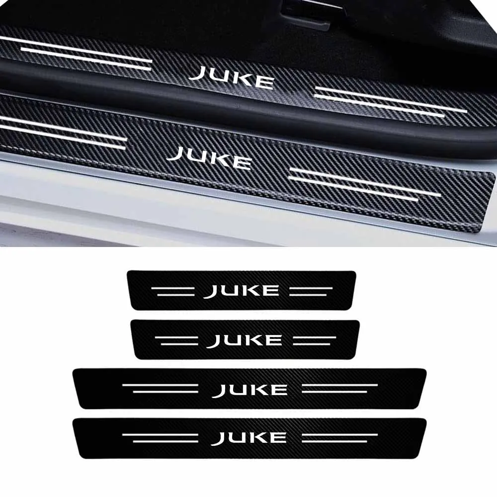 Carbon Fiber Car Door Sill Threshold Anti Protective Stickers Decals For Nissan Juke Auto Rear Trunk Bumper Anti Scratch Strips
