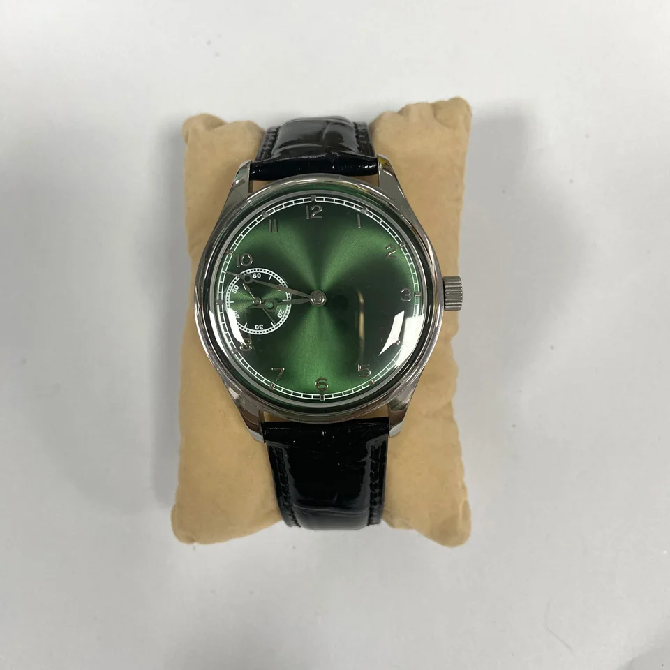 Customized LOGO Elegant Retro Men's Manual Watch 42mm with ST3600 Series Manual Winding Movement Green Gold Flat Head Gift