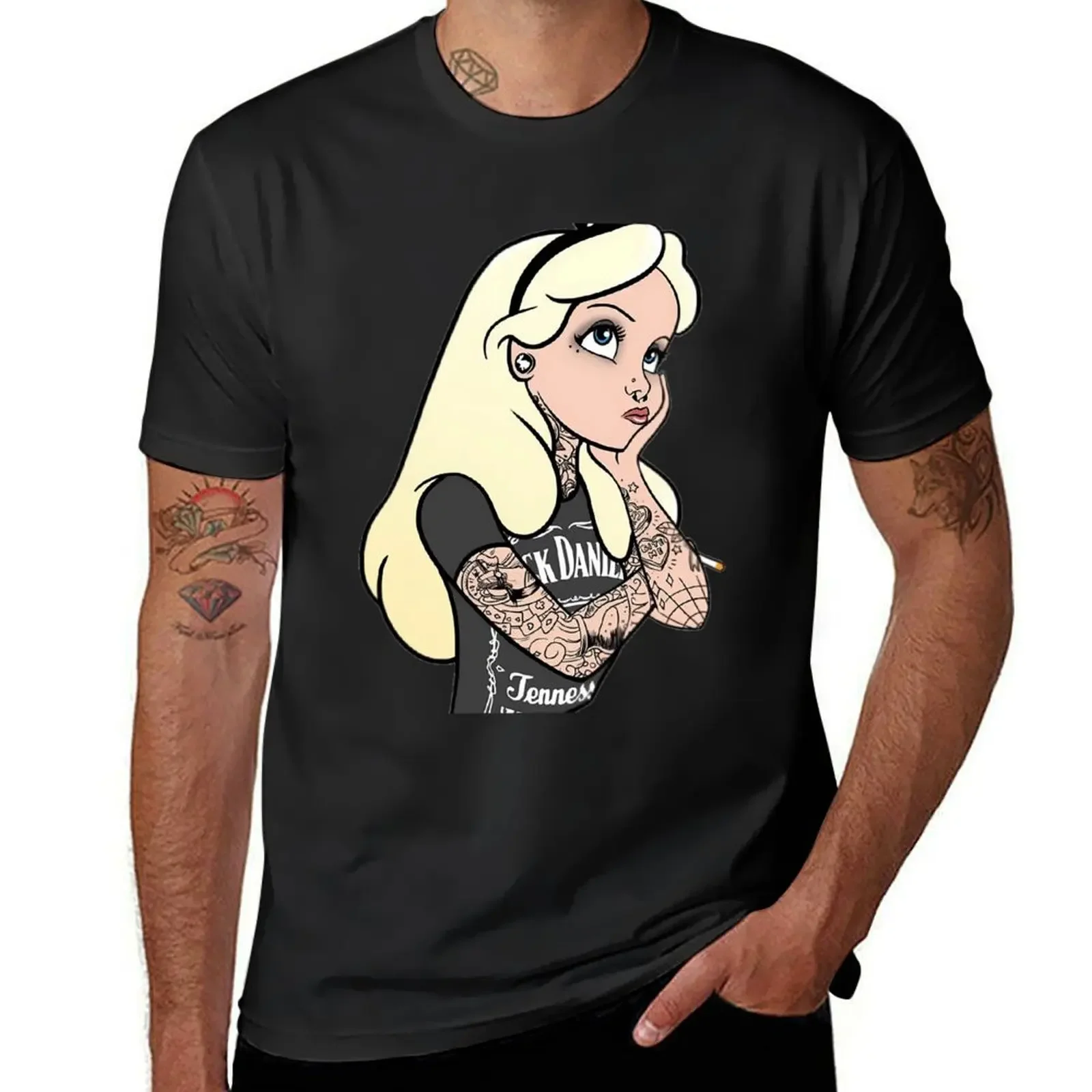 Alicia Punk En El Pais De Las Maravillas De Cuello Ancho T-Shirt custom shirt new edition shirts graphic tees mens tall t shirts