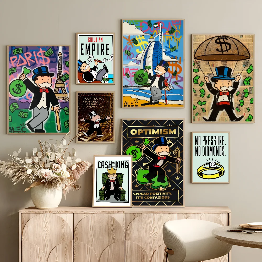 M-Monopoly M-Millionaire D-Dollar M-Money Self-adhesive Art Poster Whitepaper Sticker DIY Room Bar Cafe Wall Decor