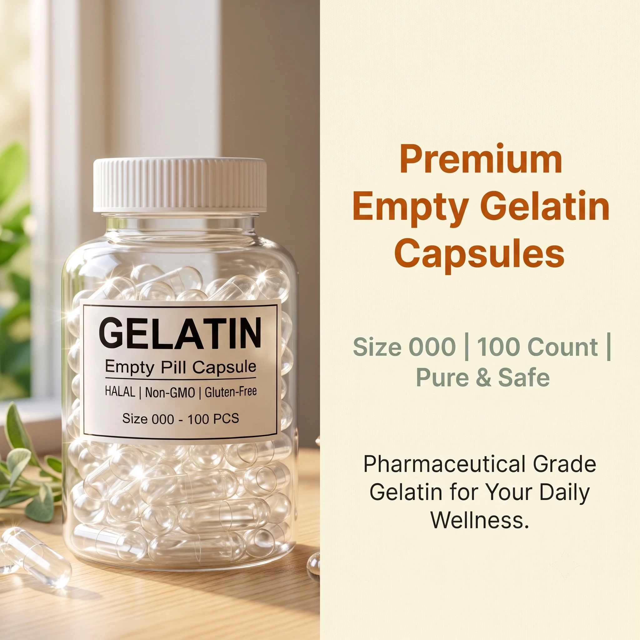 100Pcs Standard Size 00 Empty Gelatin Capsules Clear Hollow Hard Transparent Joined Capsules for DIY Health And Beauty