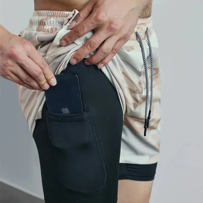 

Camo Running Shorts Men Gym Sports Shorts 2 In 1 Quick Dry Workout Training Gym Fitness Jogging Short Pants Summer Men Shorts