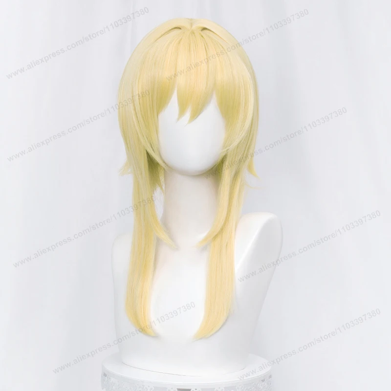 Lumine Cosplay Wig 50cm Long Golden Women Hair Game Traveller Heat Resistant Synthetic Party Wigs