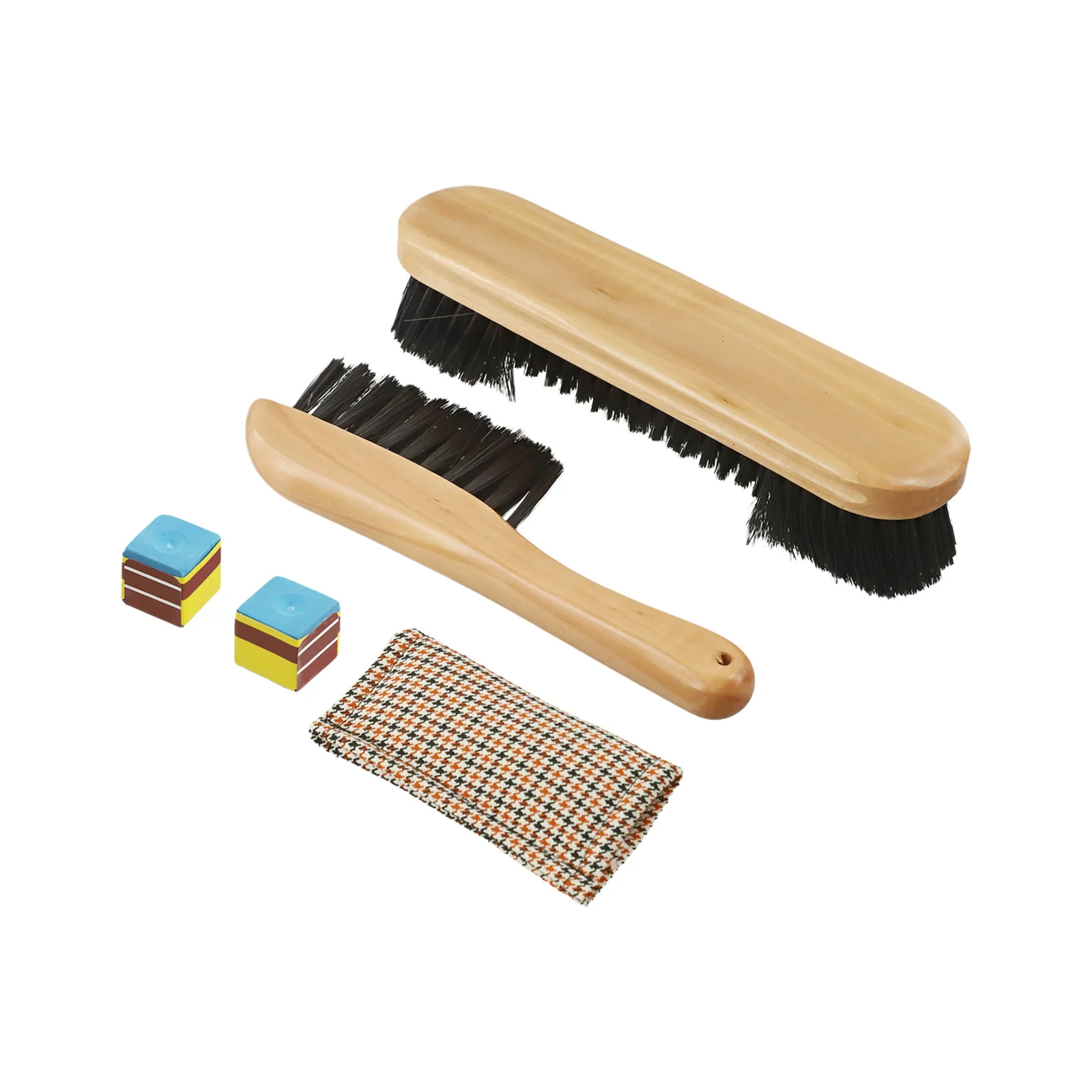 Kit de limpieza de mesa de billar con paño de cepillo de madera y tizas para tacos de billar, accesorios esenciales para mantenimiento de juegos