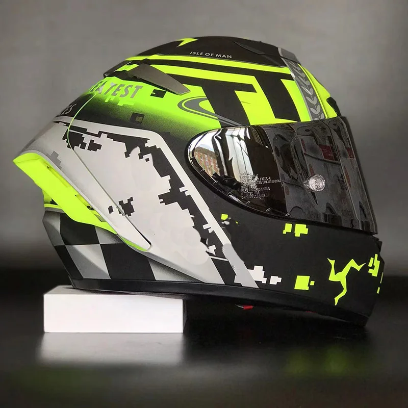 خوذة X-Spirit 3 لكامل الوجه باللون الأخضر The Isle of Man TT Races Street Racing X14 X-Fourteen خوذة دراجة نارية كاسكو دي موتوسيكلتا #2