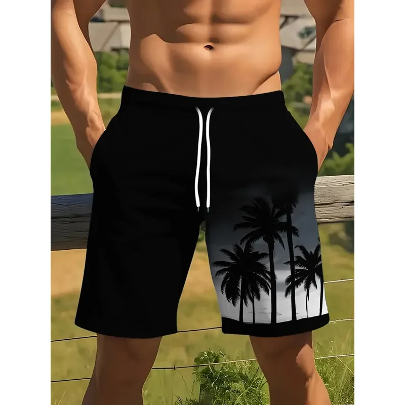 Men's Quick Dry Hawaiian Swim Trunks Palm Tree Beach Print Surfing Snorkeling Pool Shorts Tropical Vacation Boardshorts