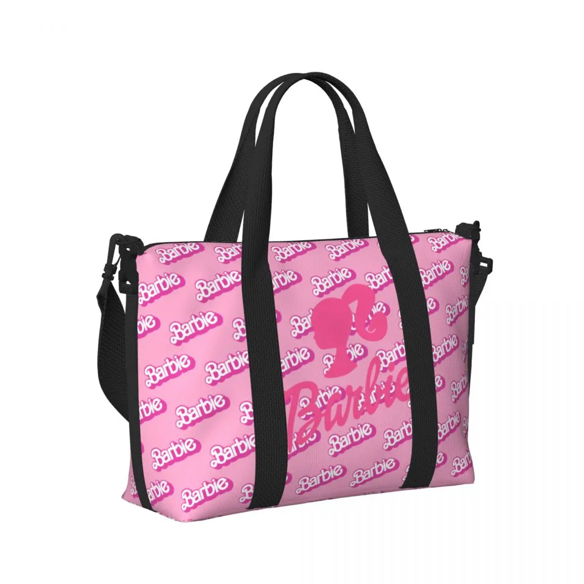 Custom Barbie Logo Beach Tote Bag for Women Extra Large Gym Carry On Disney Travel Shopping Bags