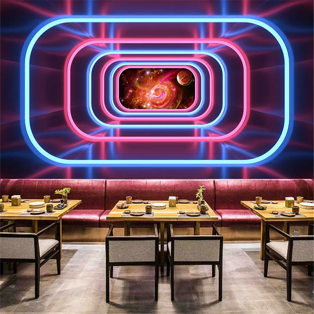 Custom papel de parede 3d Space technology sense wallpaper KTV bar decoration mural Internet cafe hall background wall wallpaper