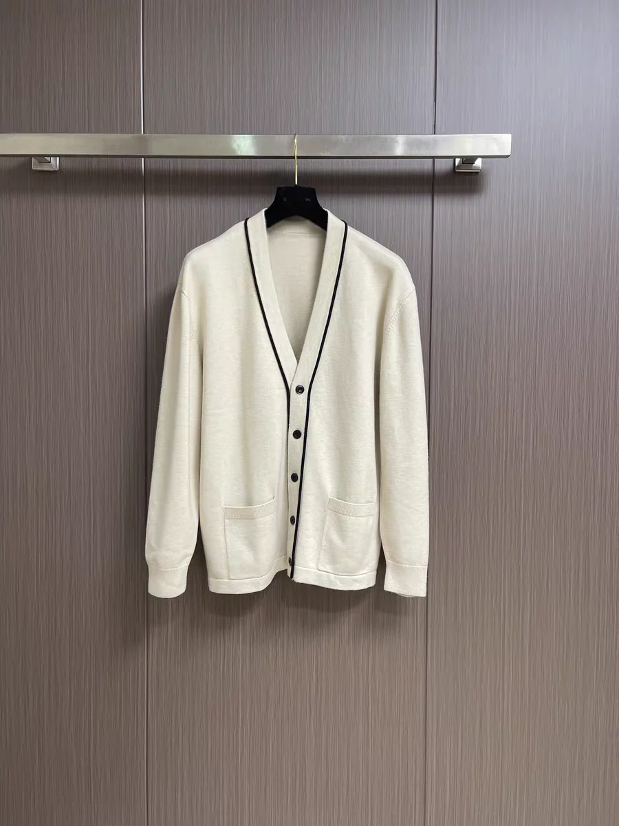 

Итальянский повседневный кардиган из чистой шерсти LP Old Money Wind с V-образным вырезом и пуговицами