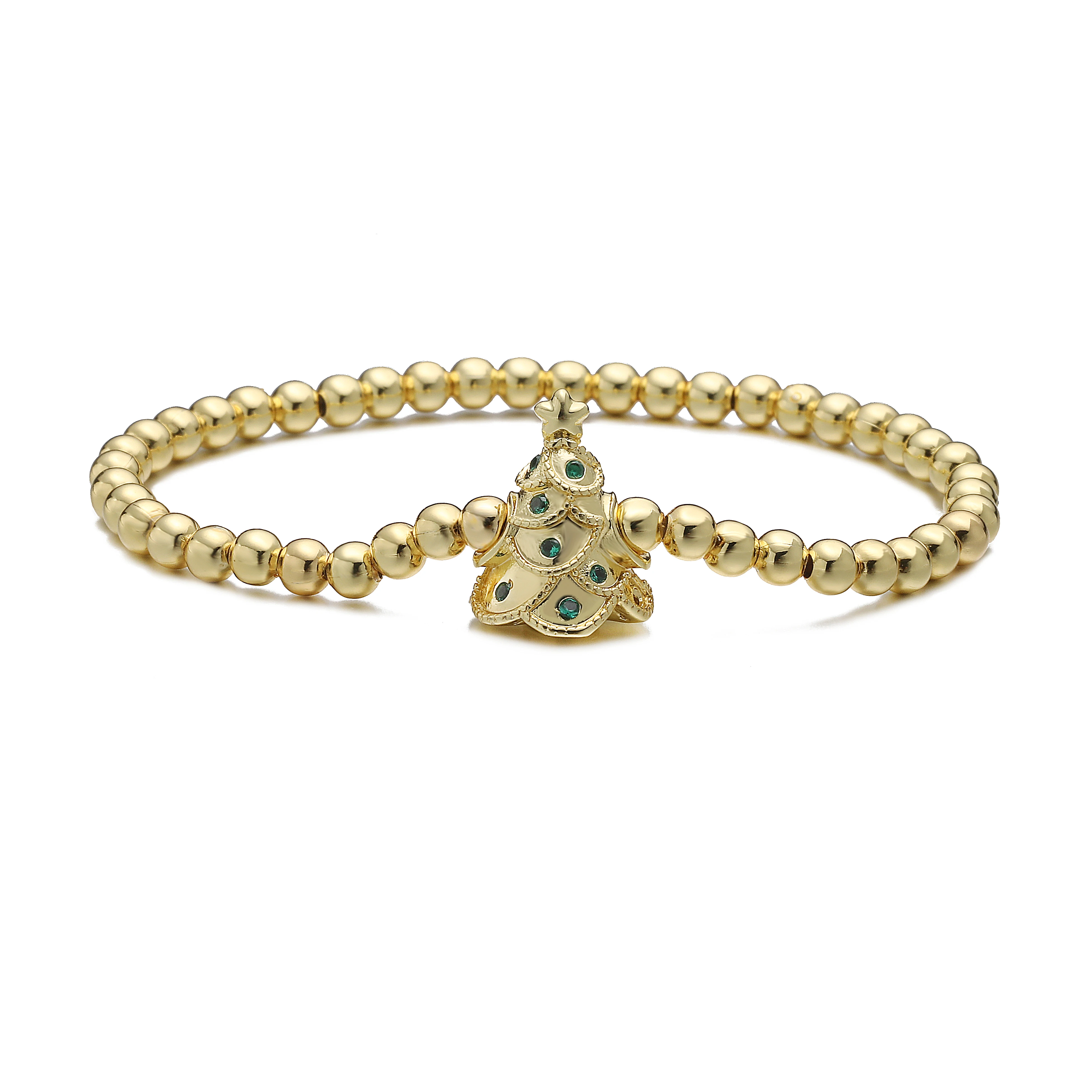 HECHENG ، شتاء جديد وصول عيد الميلاد الدب الأخضر المينا بالتنقيط الصقيل شجرة عيد الميلاد الحلو ورائعتين مطرز تمتد سوار 1 قطعة