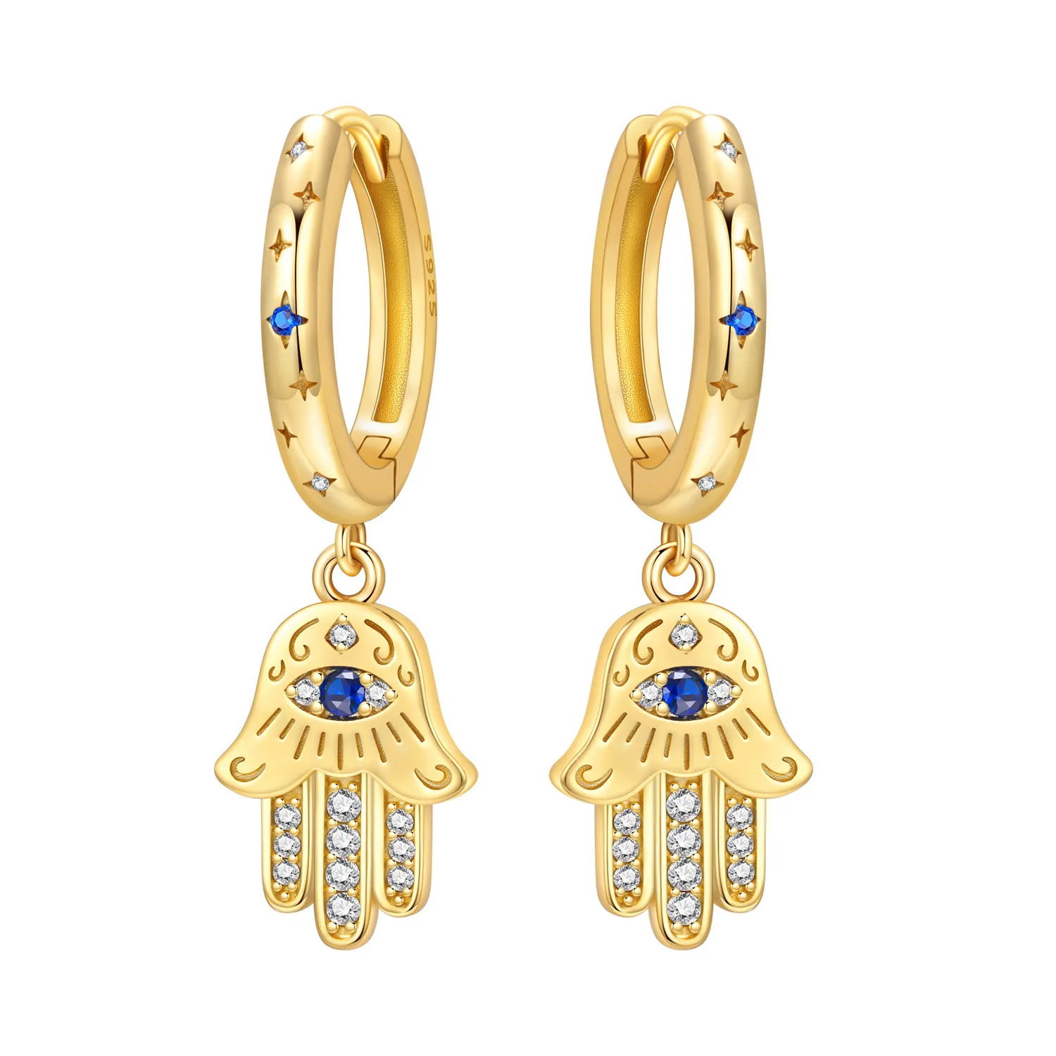 MISEFF S925 Sterling Silver Earring Religious Symbol Fatima'
