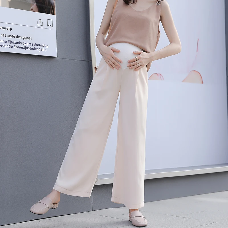 Maternity Pants Black Casual Suit Pants Thin Section Loose Large Size Straight Wide Leg Pants Spring Summer Pregnancy