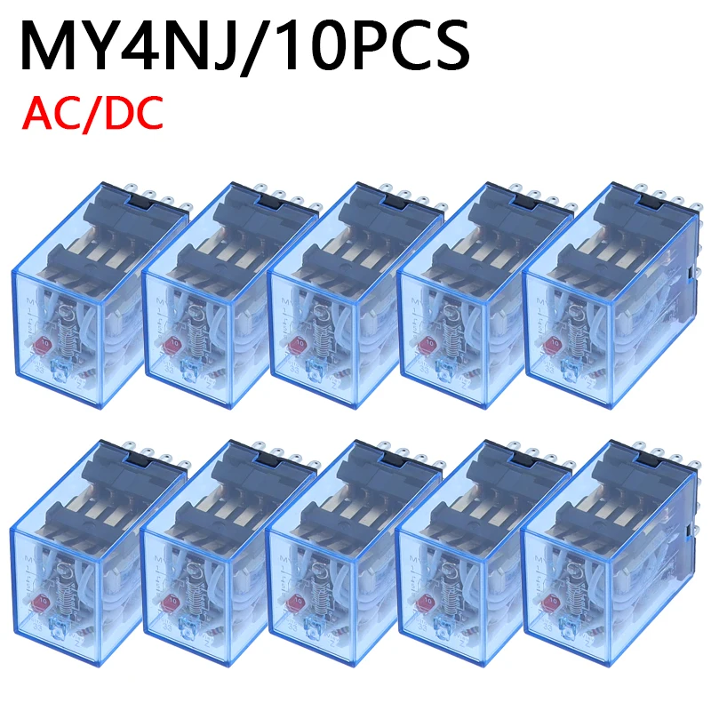 

10PCS MY4NJ HH54P MY4N-J 14 Pin AC/DC 12V 24V 36V 48V 110V 220V 380V Mini Relay Intermediate Electromagnetic Relay
