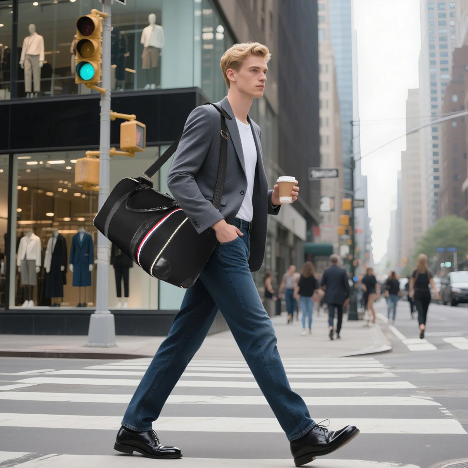 

Foldable PU Leather Business Travel Suit Bag Large Capacity Handheld Duffel Bag For Men Women Convenient Commute Trip Luggage