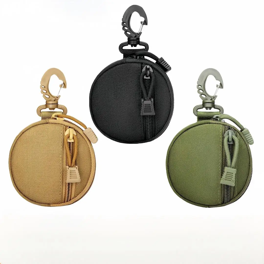 MOLLE Belt Loop Pouch Oxford EDC Tactical Mini Zipper Bag Carabiner Earphone Coin Key Holder Outdoor Hiking Camping Hunting