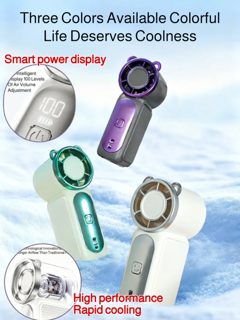 Outdoor Portable Handheld Fan Digital High Speed Cooling Ice Portable Fan Summer Essentials Summer Fashion Items