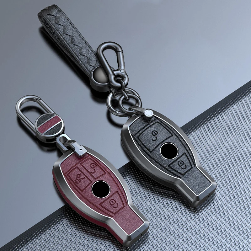 Car Key Cover Zinc Alloy Cowhide Key Case For Mercedes Benz A B C E R Class GLS GLA GLK GLC CLS CLA AMG W204 W205 W212 W463 W176