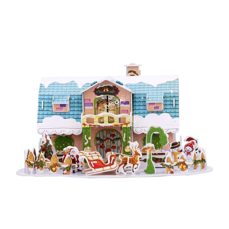 8 Style Christmas Castle Building 3D Puzzle Model X'max House Architecture Construction Jigsaw Puzzles Toys Kids Christmas Gift