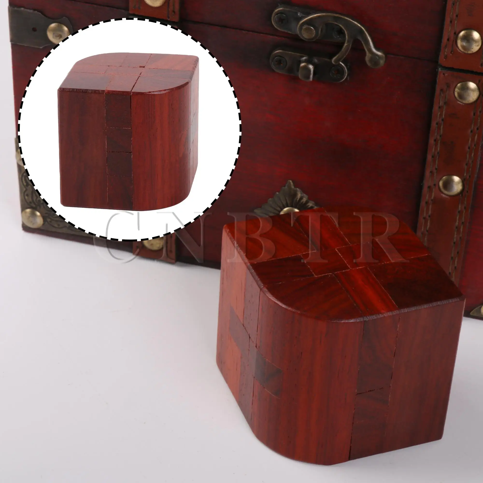 CNBTR Rosewood 3D Puzzles Lock for Logical Thinking Willow Leaf Shaped Red