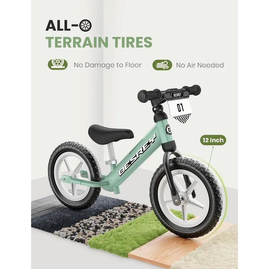 จักรยานทรงตัวสำหรับเด็กวัยเตาะแตะ อายุ 2 ปี: โครงโลหะทั้งหมดและล้อขนาด 12 นิ้วแบบมีไฟในตัว พร้อมเบาะนั่งปรับระดับได้ แผ่นรองแบบกำหนดเอง แถมฟรี 4 ชิ้น