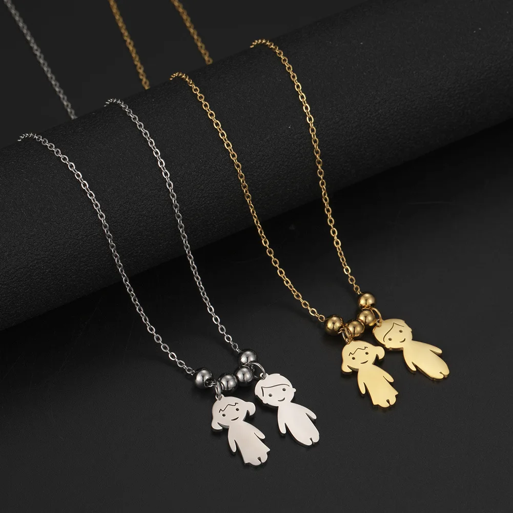 MaiLun Personalisierte Namen Kinder Anhänger Halskette Edelstahl Damen Halskette Individuelles Geschenk zum Muttertag – Detail 4